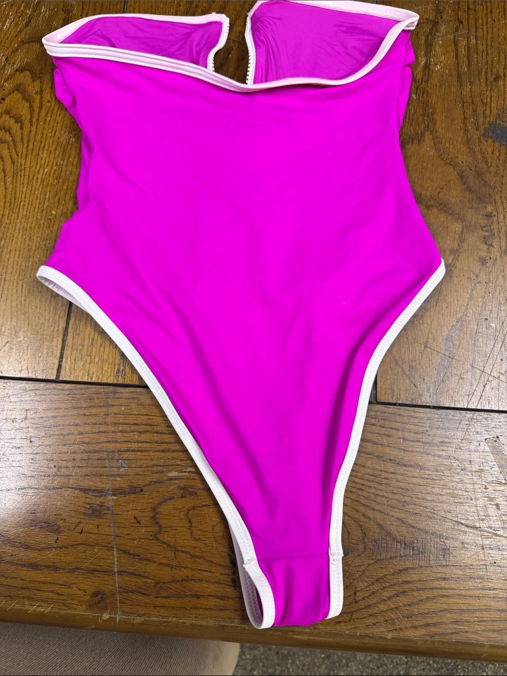 Women’s Skims' Fuchsia One-Piece Swimsuit with White Trim